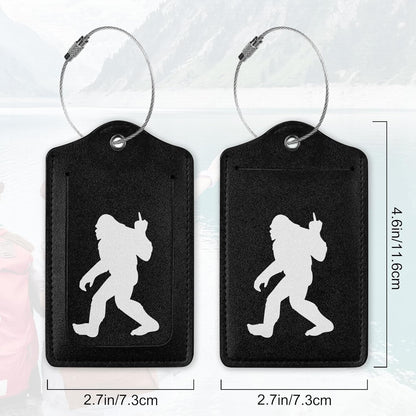 2Pcs Luggage Tag for Suitcase Black Sasquatch Cute Luggage Tag with Privacy Flap & Name ID Label & Metal Loop,Travel Suitcase Tags for Women