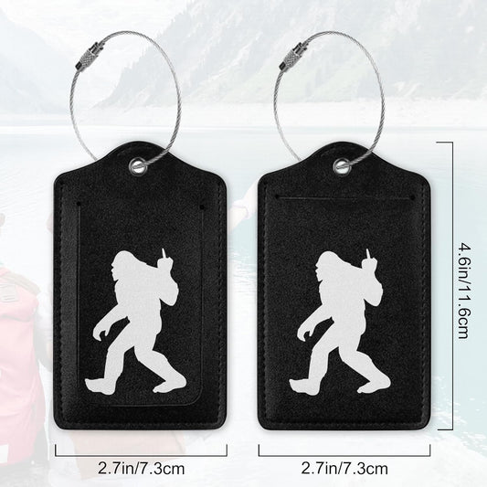 2Pcs Luggage Tag for Suitcase Black Sasquatch Cute Luggage Tag with Privacy Flap & Name ID Label & Metal Loop,Travel Suitcase Tags for Women