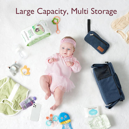 Momcozy Universal Baby Stroller Organizer, 2 Insulated Cup Holder, Detachable Zippered Pocket, Adjustable Shoulder Strap, Large capacity for baby essentials, Compact Design Fits Any Strollers