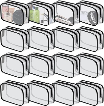 16 Pieces Clear Cosmetic Bags PVC Clear Makeup Bags TSA Approved Toiletry Bag by YedsIntu