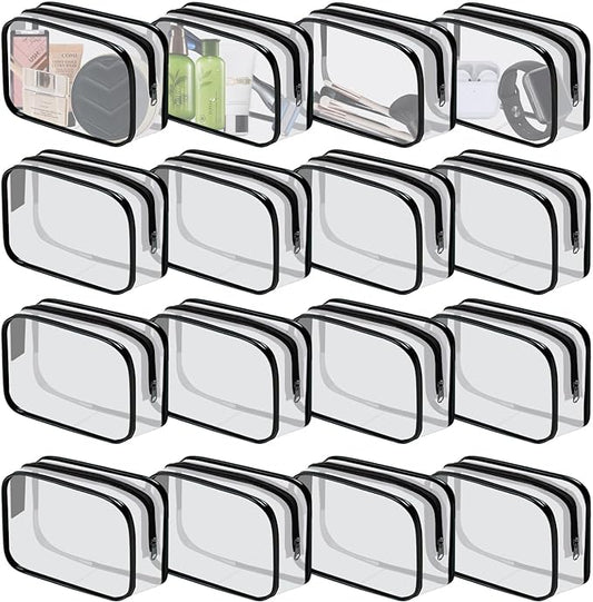 16 Pieces Clear Cosmetic Bags PVC Clear Makeup Bags TSA Approved Toiletry Bag by YedsIntu