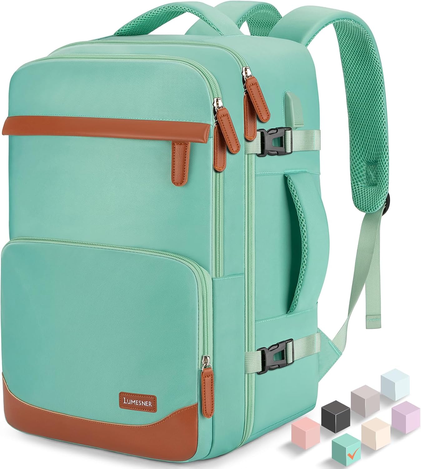 40L Travel Backpack with USB Charging Port, Water-Resistant Carry On Backpack for Men Women, Business Laptop Backpack for Trips & Commutes, Fits 15.6/17.3 Inch Laptop