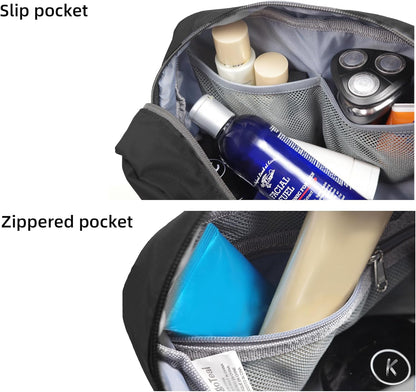 Travel Toiletry Bag 8L, Large Packing Cube with Waterproof TPU Wet/Dry Compartment (01 Black Stealth)