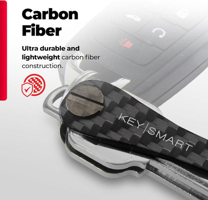 KEYSMART Key Holder for Keychain - Compact Key Organizer for Key Chain, Minimalist Clutter-Free EDC Keychains Key Ringys, Carbon Fiber 3k, 14 Keys