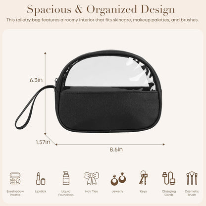 Clear Toiletry Bag, Travel Makeup Bag, Small Transparent Cosmetic Bag with Zipper，Organize Cosmetics & Skincare Essentials (Small)