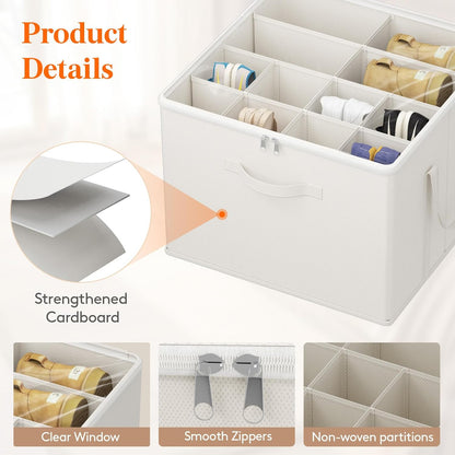 Lifewit Shoe Storage Organizer for Closet, Fits 12-16 Pairs, Large Shoe Box Storage Containers with Clear Cover and Reinforced Handles,Foldable Storage Bins Fits for Boots Heels Sneakers,2 Pack White