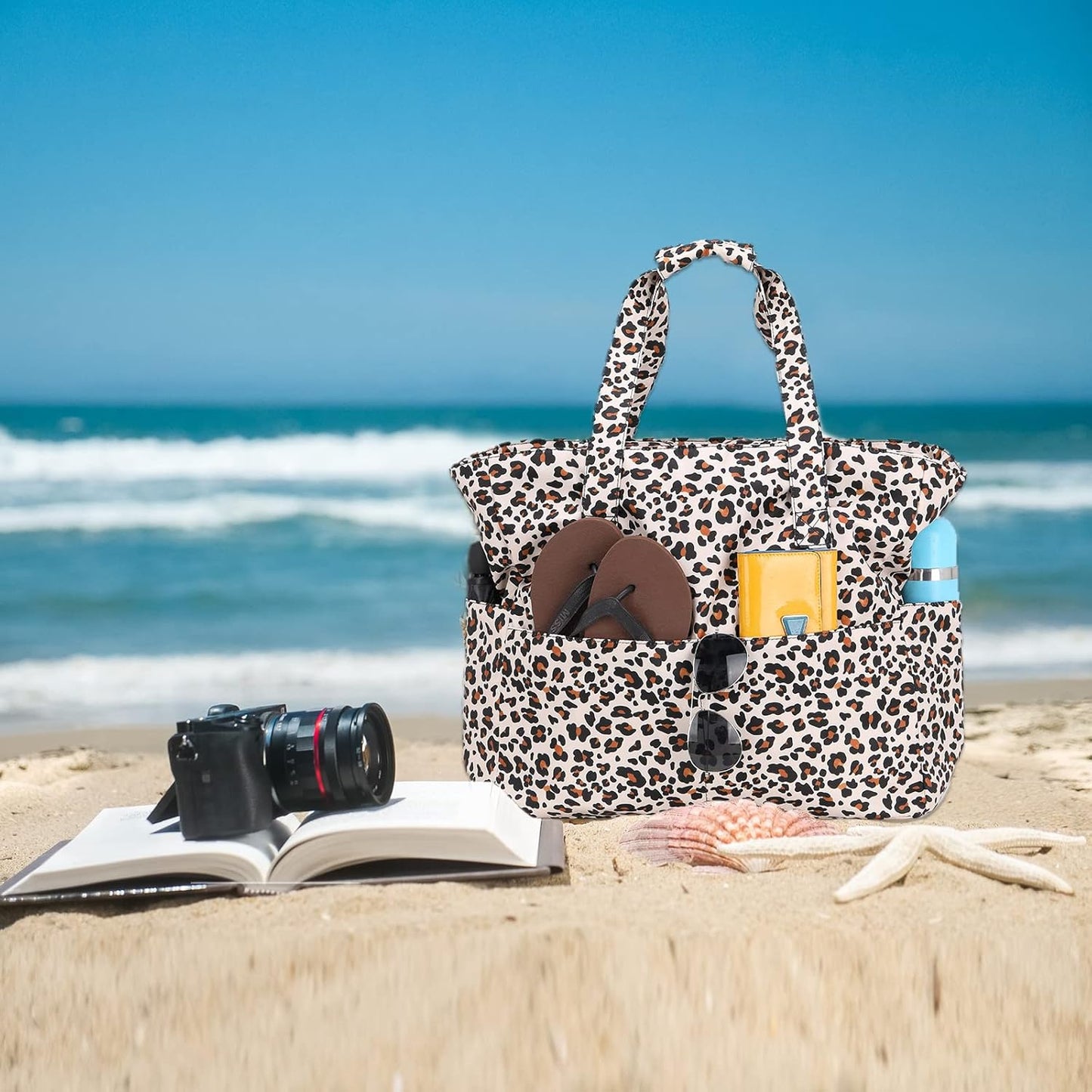 Beach Pool Bags Tote for Women Ladies Large Gym Tote Carry On Bag With Wet Compartment for Weekender Travel Waterproof