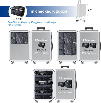 Grand Fusion Stow-N-Go Travel Luggage Organizer – Portable Hanging Travel Shelves, Carry-On Closet Organizer, Hanging Packing Cubes, Collapsible Carry-On Organizer for Cruises & Hotels. Black - XL