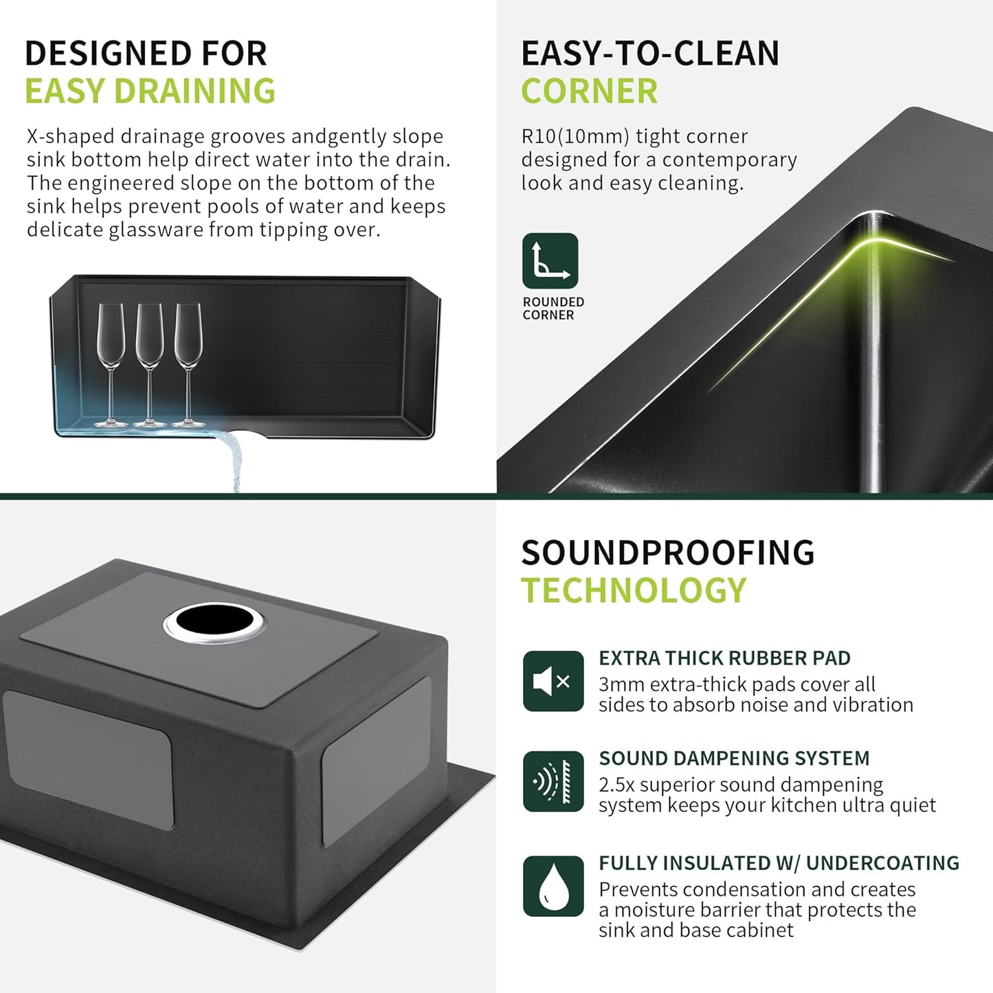 18-Inch Black Bar Sink Drop-In, SINKVINE PVD Nano Stainless Steel Kitchen Sink for Laundry, Outdoor, RV, Top Mount Deep Single Bowl Sink w/Drain Strainer, Bottom Grid, Roll-up Drying Unit, Dark Gray