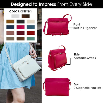 ili New York Genuine Leather Crossbody Bags for Women - Premium RFID Blocking Shoulder Bag Organizer with Adjustable Strap