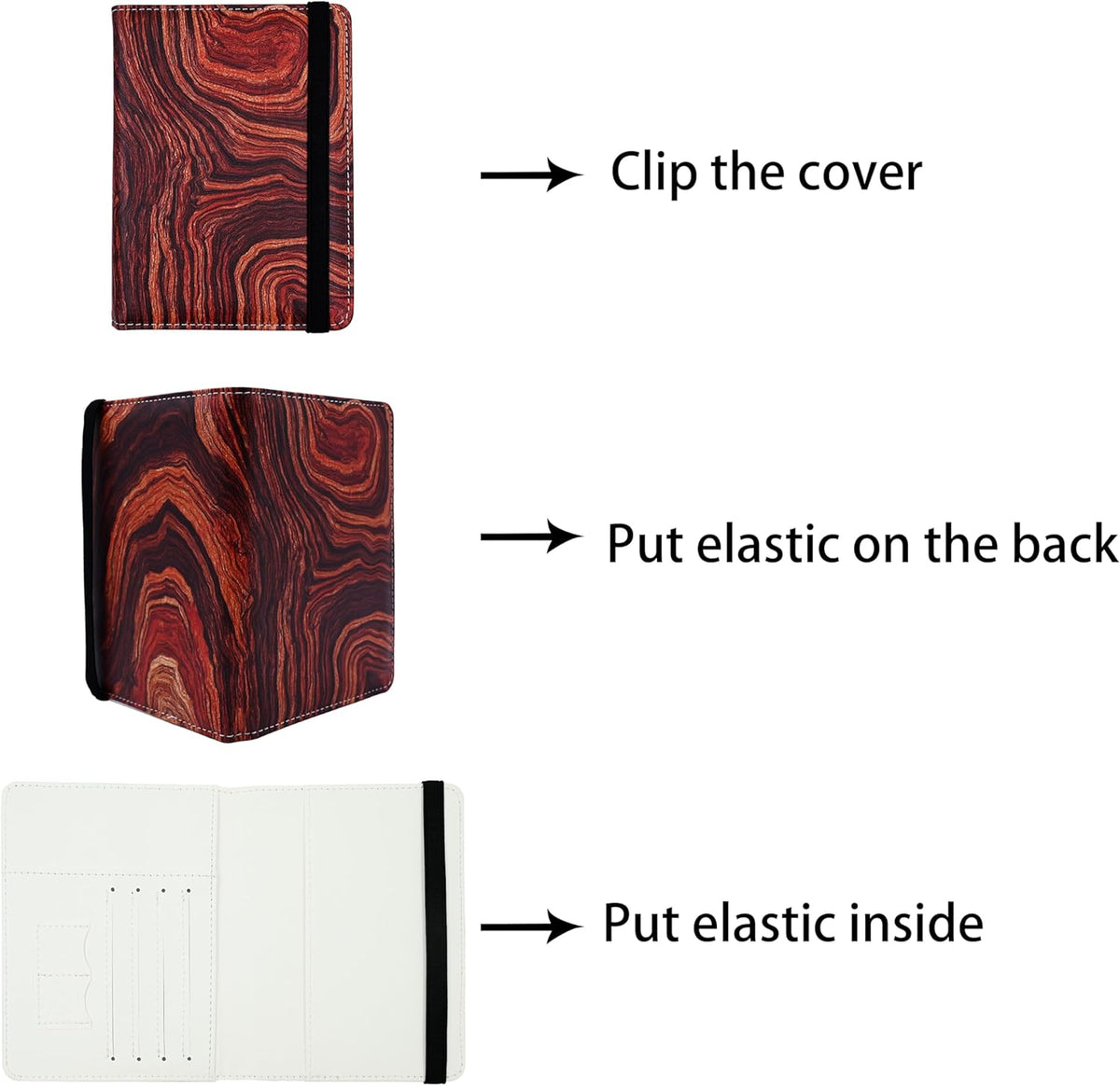 Passport Holder for Women and Men PU Leather Passport Cover for Travel (Wood Print)