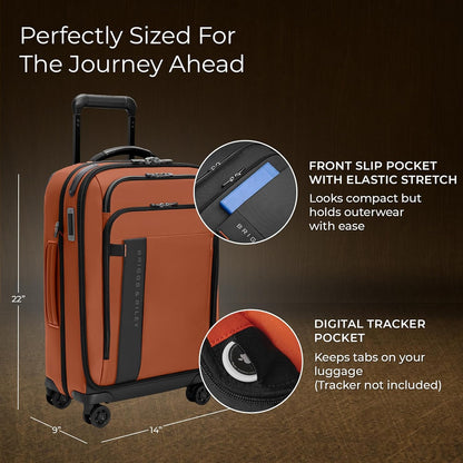 Briggs & Riley Domestic 22" Carry On Expandable Spinner - Luggage for Travel, Suitcases with Wheels, Softside Rolling Bag for Men & Women - ZDX Collection, Canyon