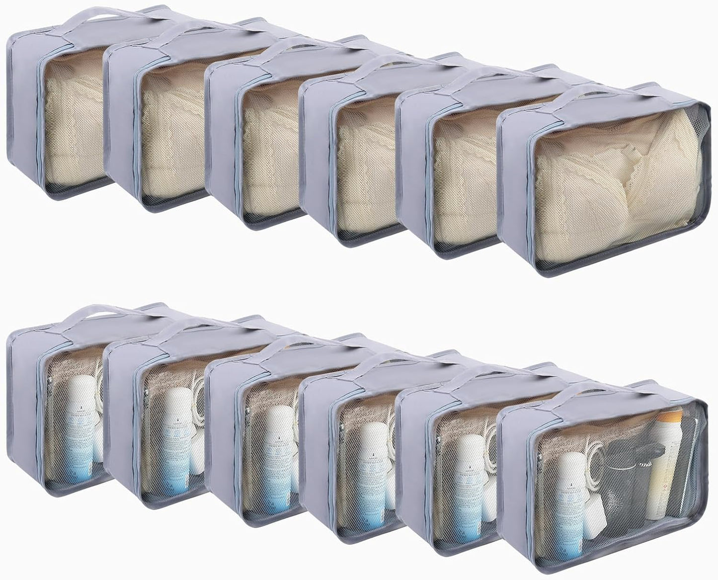 12 Pcs Packing Cubes Luggage Organizers Small Mesh Clothing Underwear Bag Foldable Laundry Bags for Travel Hiking Camping Backpacking