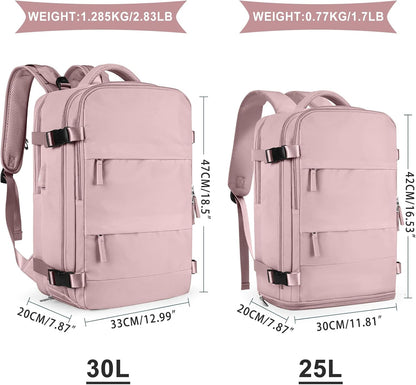 coowoz Large Travel Backpack For Women Men,Carry On Backpack Flight Approved,Hiking Backpack Waterproof Outdoor Rucksack Casual Daypack Fit 15.6 Inch Laptop Shoes Compartment (Pink Purple-L)