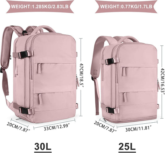 coowoz Large Travel Backpack For Women Men,Carry On Backpack Flight Approved,Hiking Backpack Waterproof Outdoor Rucksack Casual Daypack Fit 15.6 Inch Laptop Shoes Compartment (Pink Purple-L)