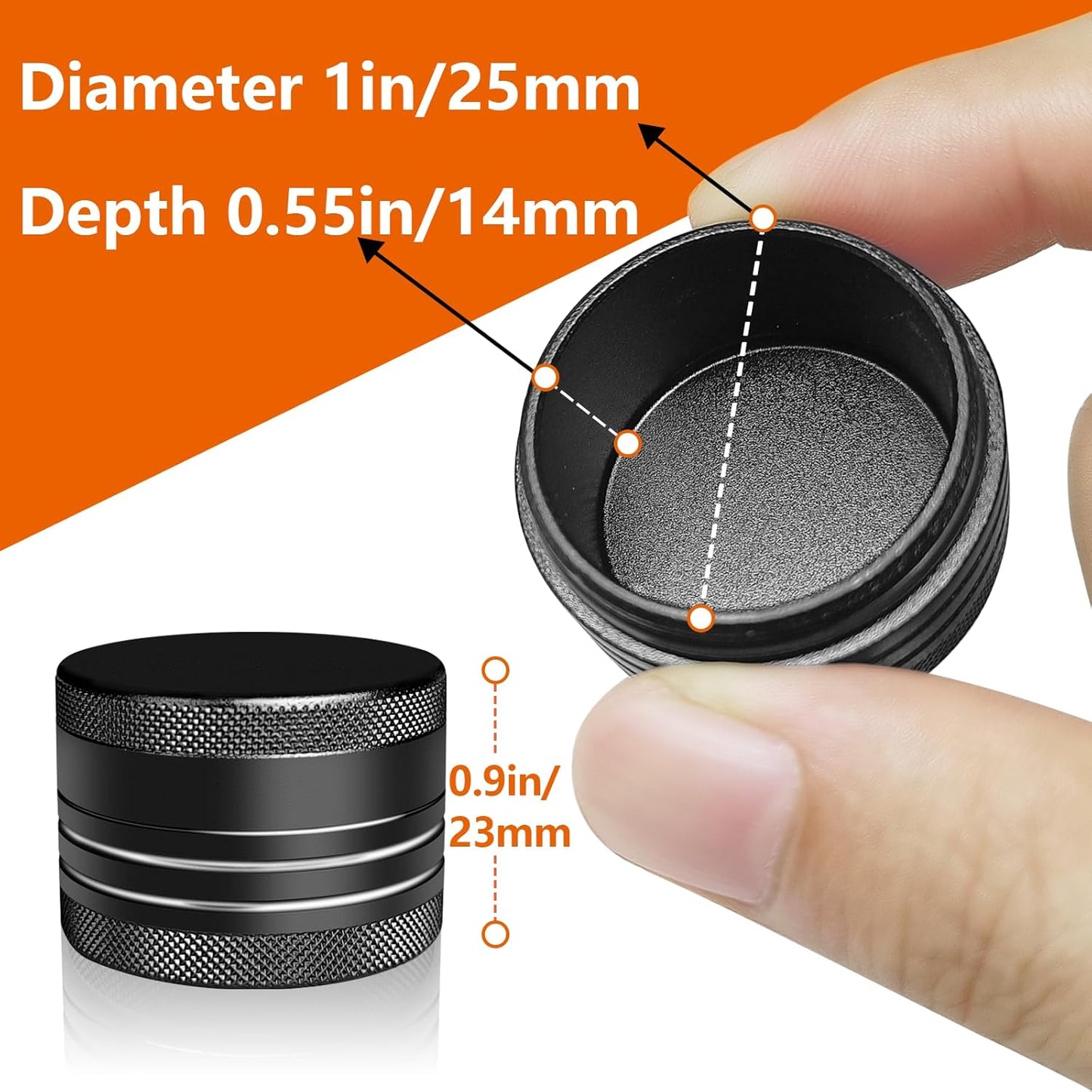 2 Sets Small Pill Box, Portable Daily Box, Aluminium Alloy Round Container for Pills, Pocket Case (Black+Gray)