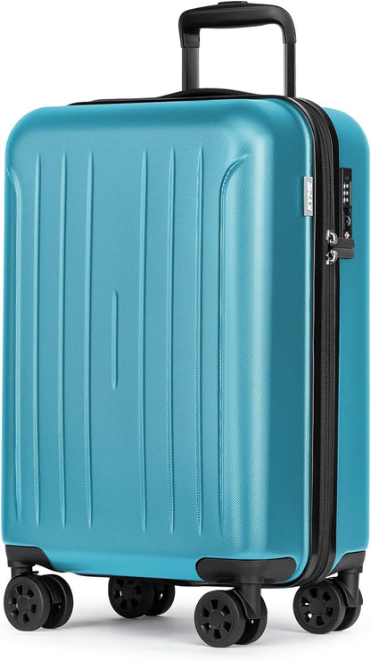 KYME Suitcase Hardshell With Double Spinner Wheels, PC+ABS TSA Lock Travel Luggage (Ocean Blue, 20" Carry On)