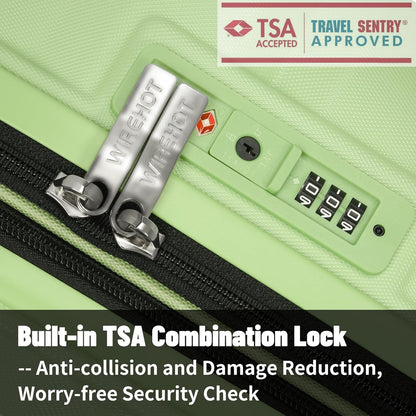 5-Piece Lightweight Luggage with Backpack Sets, ABS+PC Hard Shell Suitcase with TSA Lock & YKK Zipper (Avocado Green, 20in/24in/28in/BP/TB)