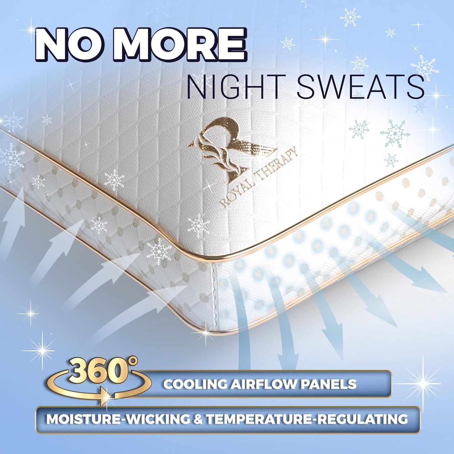 Royal Therapy King Memory Foam Pillows 4-Pack - Shredded Memory Foam Pillow for All Sleep Positions - Medium Firm Pillow Adjustable Loft, Bamboo Rayon Pillowcase, CertiPUR-US, Oeko-TEX Certified