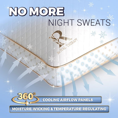 Royal Therapy King Memory Foam Pillows 4-Pack - Shredded Memory Foam Pillow for All Sleep Positions - Medium Firm Pillow Adjustable Loft, Bamboo Rayon Pillowcase, CertiPUR-US, Oeko-TEX Certified