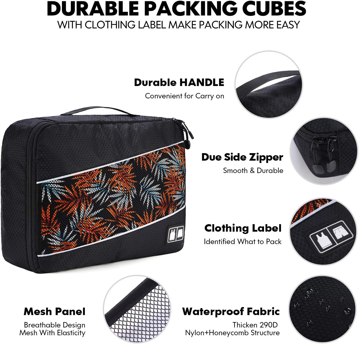 Packing Cubes Luggage Bags Organizer Durable Travel Accessories With Clothing Label