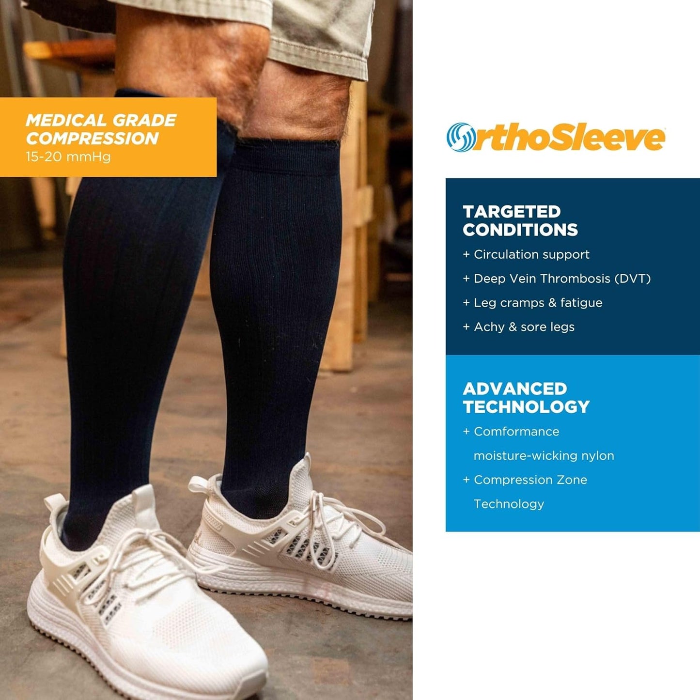 Medical Grade Compression Socks for Men & Women 15-20 mmHg by OrthoSleeve (Black Polka Dot, Medium)