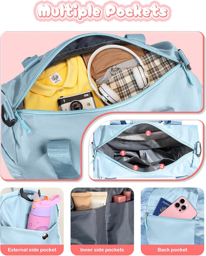 Valentines Day Gift for Girls-Girl Gym Bag with Shoe Compartment, Kid Personalized Weekender Overnight Bags, Initial Travel Tote with Makeup Pouch, Easter Gifts for Teen Daughter (Letter Q)