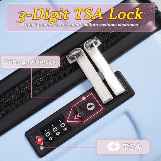 Merax Carry on Luggage Set, 20 Inch Hardshell ABS Suitcase with Spinner Wheels, Built-in TSA Lock & 2 Packing Cubes Airline Approved for Business Weekend Travel