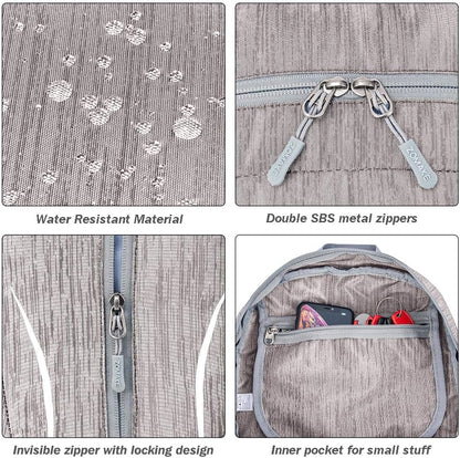 ZOMAKE 25L Ultra Lightweight Packable Backpack, Foldable Hiking Backpacks Water Resistant Small Folding Daypack for Travel(Light Gray)