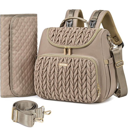 4 in 1 Convertible Diaper Bag Backpack,Waterproof Baby Diaper Bag with Changing Pad,Converts into Baby Tote Bag,Diaper Backpack,Stroller Bag and Crossbody Diaper Bag