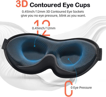 INNELO 3D Contoured Sleep Mask for Side Sleepers - 100% Light Blocking Sleeping Mask for Men & Women, Soft and No Pressure on Eyes - Airplane Blindfold, Night Eye Cover for Travel, Nap, Yoga - Grey