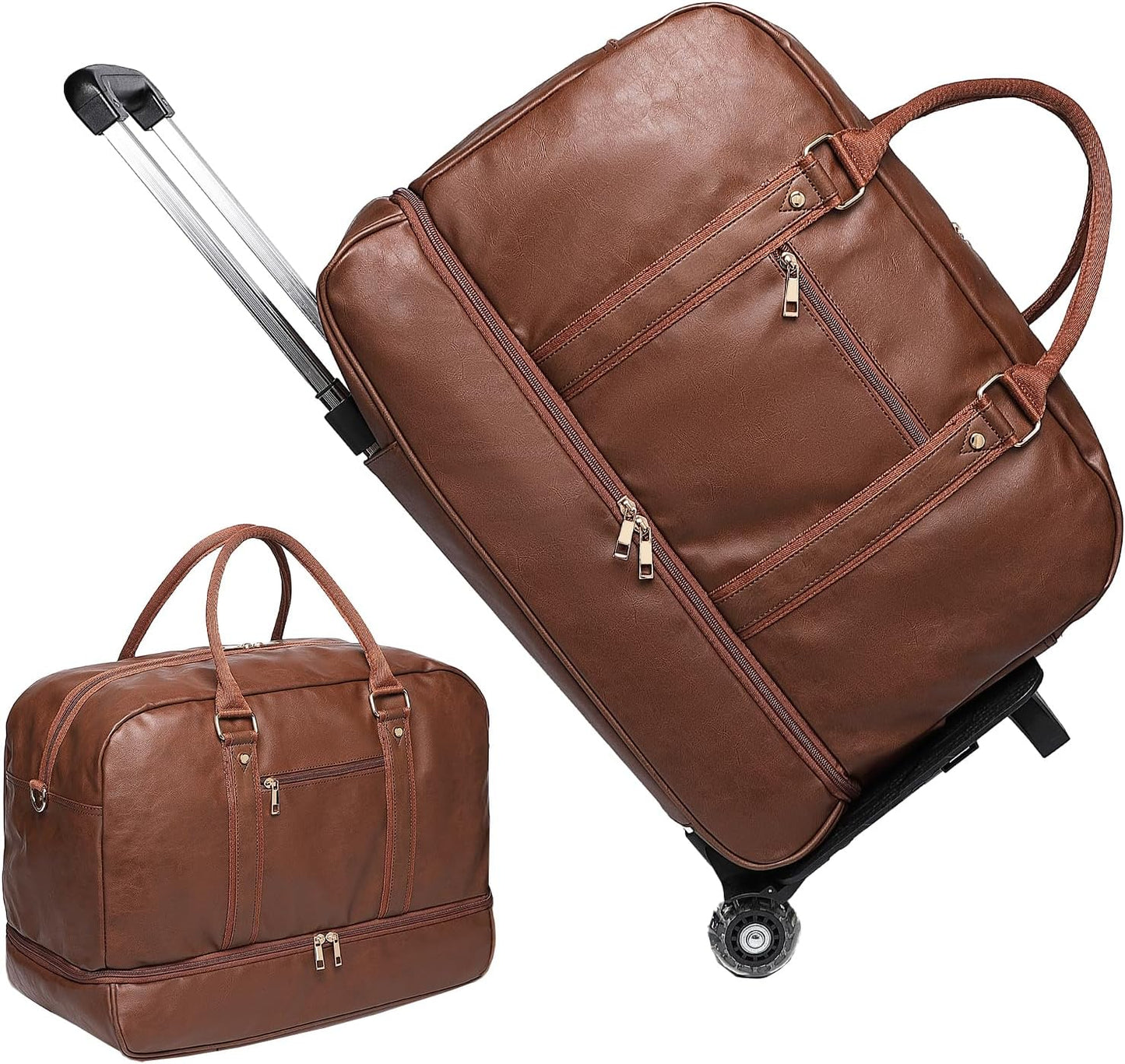 seyfocnia Rolling Duffle with Wheels, Duffle Bag for Travel Women Carry On Luggage Wheeled Overnight Weekender Bag Men