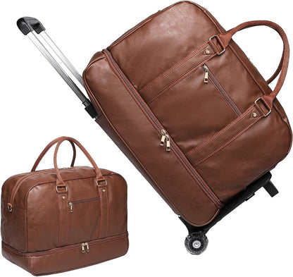 seyfocnia Rolling Duffle with Wheels, Duffle Bag for Travel Women Carry On Luggage Wheeled Overnight Weekender Bag Men