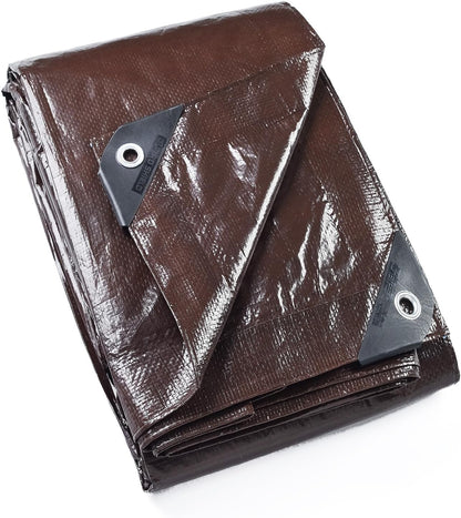 GUARD SHIELD Brown Tarp 8x10 Feet Waterproof Tarps Lightweight Camping Tarp Outdoor Multi Purpose Poly Cover 6mil