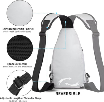 AMJ Crossbody Sling Bag Men Women, Casual Shoulder Backpack, Chest Daypack Satchel for Hiking Travel