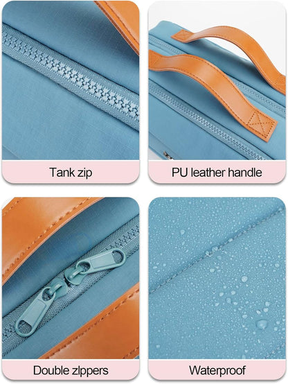 Women's Hanging Toiletry Bag, Waterproof Travel Cosmetic Organizer with Jewelry Storage, Large Capacity Makeup Case for Full-Size Skincare & Bathroom Essentials, Portable Cosmetic kit, Blue