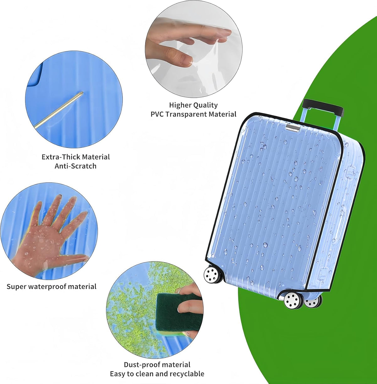 Luggage Cover Clear PVC Suitcase Covers for Luggage Thick Transparent Waterproof Suitcase Protector with Large for 20"/24"/28" inch