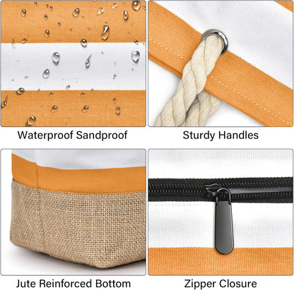 Becokan Beach Bag Initial Beach Tote with Makeup Bag for Travel Work Storage Personalized Birthday Gifts for Women Her