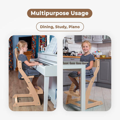 FORNEL Scandinavian Wooden High Chair | The Adjustable Grow-with-Me Chair, A Smart Alternative to Stokke | Perfect for Modern, Minimalist Kitchens (Natural & White)