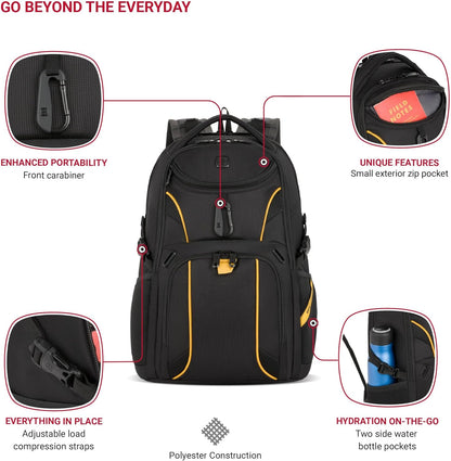 SwissGear Mini 1900 Scansmart Slim Version Laptop Backpack, Black/Gold, 16-Inch