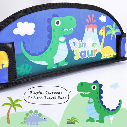 2PCS Kids Travel Tray for Airplane - Toddler Car Seat Table Tray, Road Trip Essentials for Boys & Girls, Carseat Lap Desk for Kids Road Trip Activities (Blue Dinosaur/Purple Mermaid)