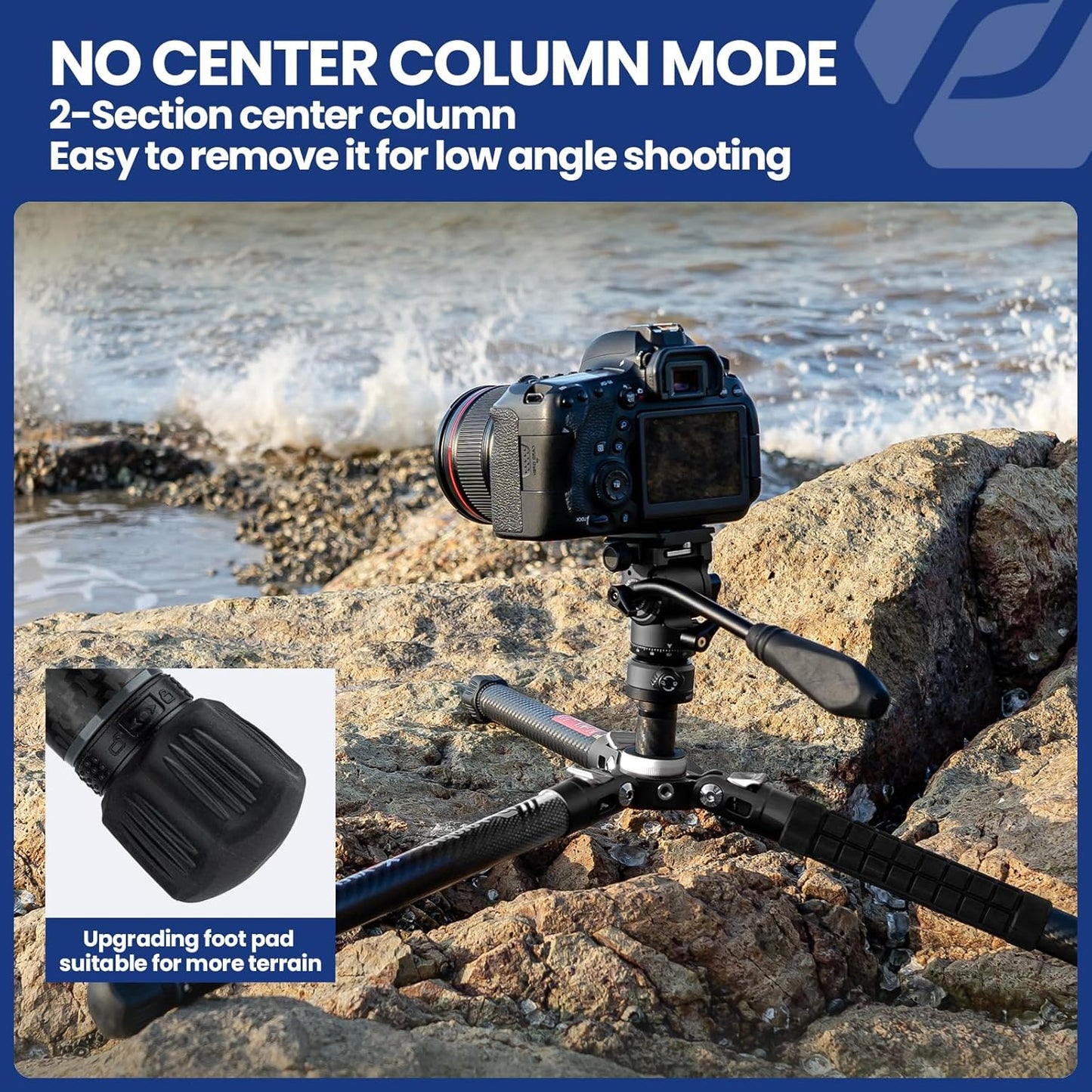 Fotopro Carbon Fiber Tripod 2.3lbs Ultralight 62 Inch Portable Travel Video Tripod for Camera DSLR Load up to 22lbs X-Aircross 3 Video Grey