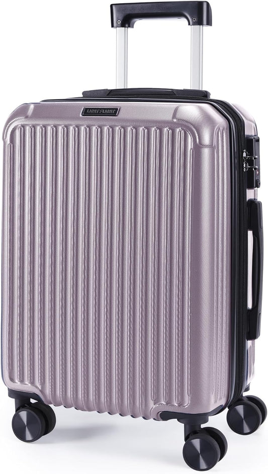 LIGHT FLIGHT Carry On Luggage 22x14x9 Airline Approved, Durable Hard Shell Carry On Suitcases with Wheels, Expandable Hardside Lightweight Travel Luggage with TSA Lock 20 Inch Carry on, Rose Purple