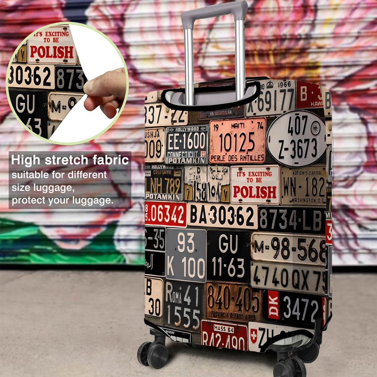 Travel Luggage Cover Suitcase Protector Fits 18-32 Inch Luggage Wheel Covers Patterned Travel Related Items Flower Luggage Protector Elastic Anti-scratch Suitcase Cover M