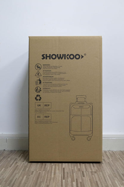 SHOWKOO Luggage Sets 3 Piece Softside Expandable Lightweight Durable Suitcase Sets Double Spinner Wheels TSA Lock Light Coffee (20in/24in/28in)