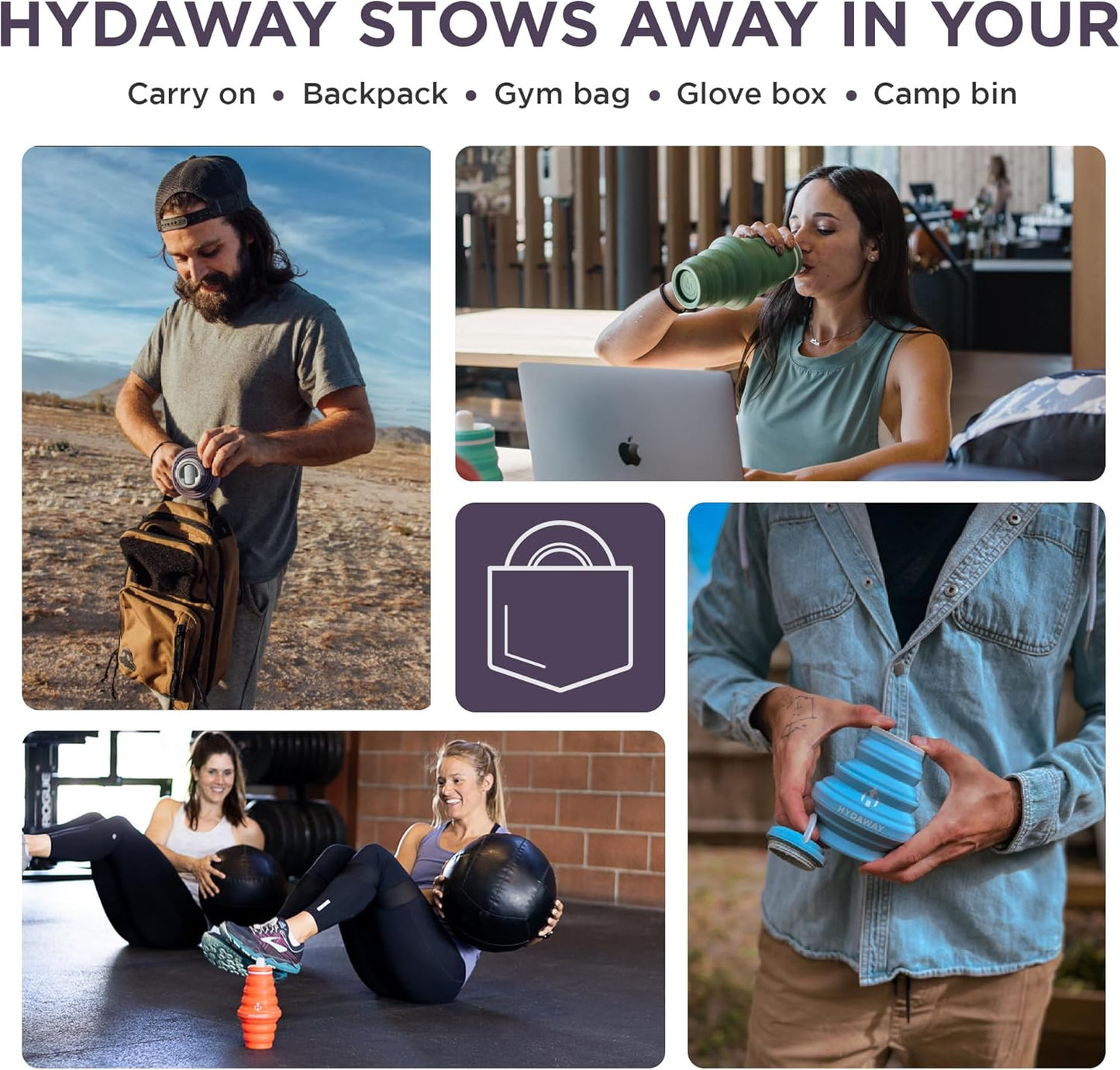 HYDAWAY 25oz Collapsible Water Bottle - BPA-Free, Leakproof, Lightweight, and Space-Saving - Perfect for Hiking, Travel, and All-Day Hydration