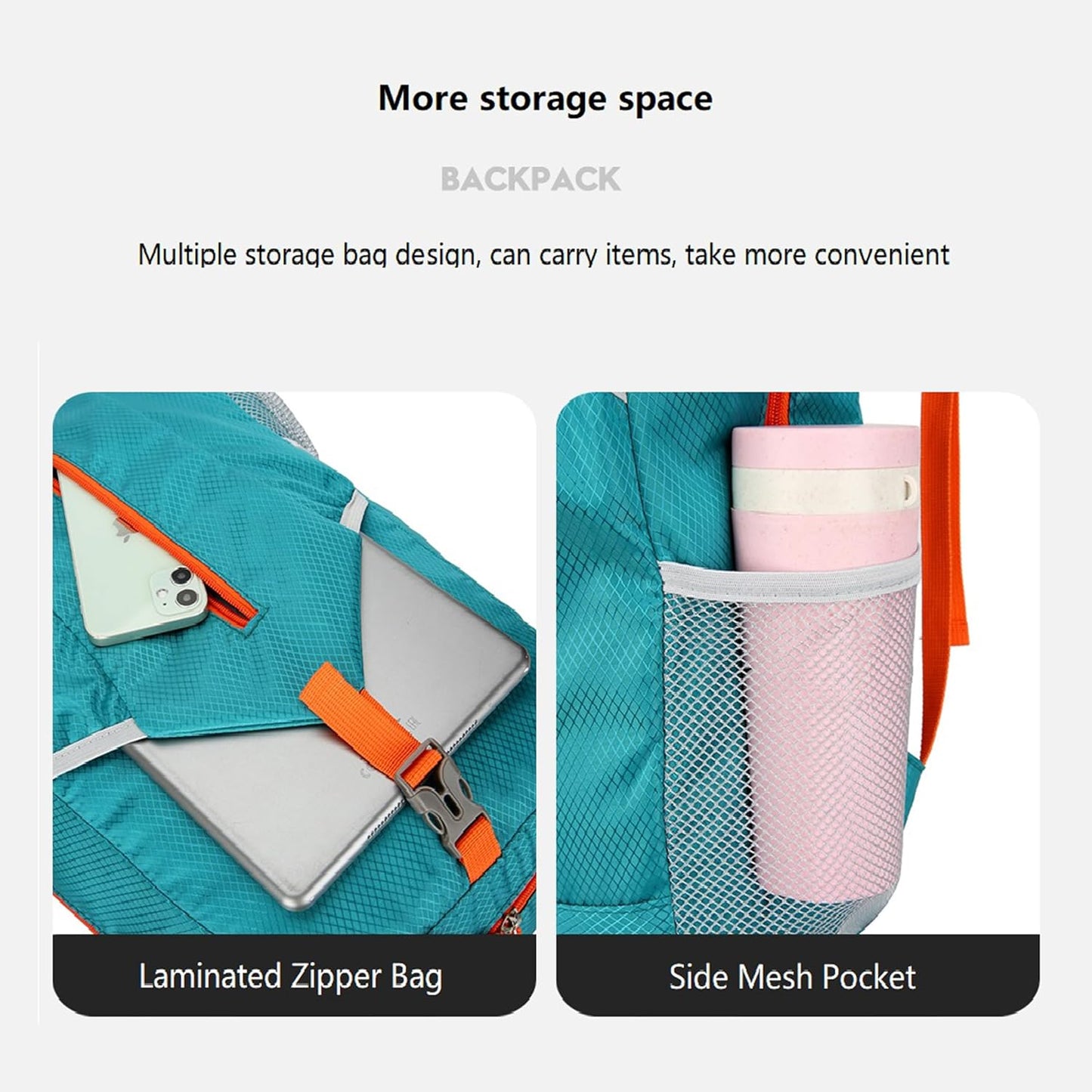 25L Hiking Backpack Foldable Sports Daypack Camping Collapsible Bag Water Repellent Lightweight Travel Men Women(Lake Blue)