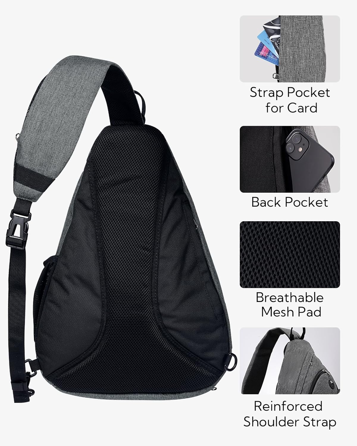 WATERFLY Large Crossbody Sling Bag: Over Shoulder Backpack Daypack Casual Cross Chest Side Pack