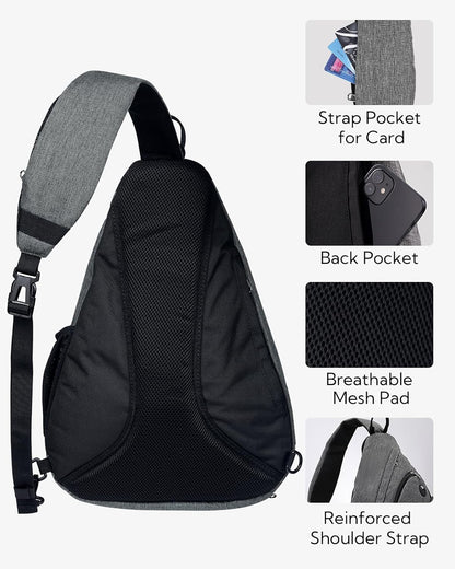 WATERFLY Large Crossbody Sling Bag: Over Shoulder Backpack Daypack Casual Cross Chest Side Pack