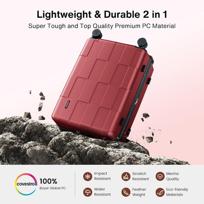 SHOWKOO Luggage Sets 3 Piece Hardside Expandable Lightweight PC Suitcase Sets with Double Spinner Wheels TSA Lock, Wine Red